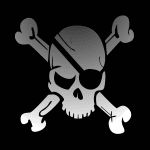 bandiera dei pirati su sfondo nero
